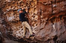 Bouldering in Hueco Tanks on 03/31/2019 with Blue Lizard Climbing and Yoga

Filename: SRM_20190331_1515030.jpg
Aperture: f/2.8
Shutter Speed: 1/100
Body: Canon EOS-1D Mark II
Lens: Canon EF 50mm f/1.8 II