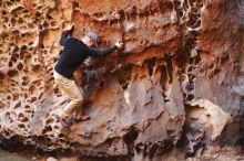 Bouldering in Hueco Tanks on 03/31/2019 with Blue Lizard Climbing and Yoga

Filename: SRM_20190331_1515130.jpg
Aperture: f/3.2
Shutter Speed: 1/60
Body: Canon EOS-1D Mark II
Lens: Canon EF 50mm f/1.8 II