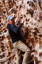 Bouldering in Hueco Tanks on 03/31/2019 with Blue Lizard Climbing and Yoga

Filename: SRM_20190331_1517230.jpg
Aperture: f/3.5
Shutter Speed: 1/100
Body: Canon EOS-1D Mark II
Lens: Canon EF 50mm f/1.8 II