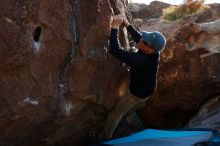 Bouldering in Hueco Tanks on 03/31/2019 with Blue Lizard Climbing and Yoga

Filename: SRM_20190331_1706100.jpg
Aperture: f/5.6
Shutter Speed: 1/250
Body: Canon EOS-1D Mark II
Lens: Canon EF 50mm f/1.8 II
