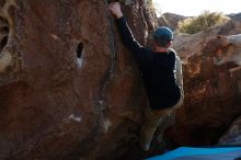 Bouldering in Hueco Tanks on 03/31/2019 with Blue Lizard Climbing and Yoga

Filename: SRM_20190331_1706160.jpg
Aperture: f/5.6
Shutter Speed: 1/250
Body: Canon EOS-1D Mark II
Lens: Canon EF 50mm f/1.8 II