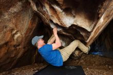 Bouldering in Hueco Tanks on 04/05/2019 with Blue Lizard Climbing and Yoga

Filename: SRM_20190405_1309410.jpg
Aperture: f/4.0
Shutter Speed: 1/125
Body: Canon EOS-1D Mark II
Lens: Canon EF 16-35mm f/2.8 L