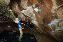 Bouldering in Hueco Tanks on 04/05/2019 with Blue Lizard Climbing and Yoga

Filename: SRM_20190405_1629270.jpg
Aperture: f/5.6
Shutter Speed: 1/250
Body: Canon EOS-1D Mark II
Lens: Canon EF 16-35mm f/2.8 L