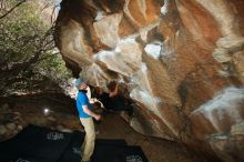 Bouldering in Hueco Tanks on 04/05/2019 with Blue Lizard Climbing and Yoga

Filename: SRM_20190405_1629320.jpg
Aperture: f/5.6
Shutter Speed: 1/250
Body: Canon EOS-1D Mark II
Lens: Canon EF 16-35mm f/2.8 L