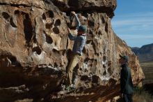 Bouldering in Hueco Tanks on 04/06/2019 with Blue Lizard Climbing and Yoga

Filename: SRM_20190406_0852590.jpg
Aperture: f/4.0
Shutter Speed: 1/800
Body: Canon EOS-1D Mark II
Lens: Canon EF 50mm f/1.8 II