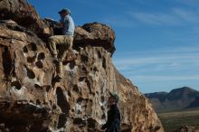 Bouldering in Hueco Tanks on 04/06/2019 with Blue Lizard Climbing and Yoga

Filename: SRM_20190406_0853100.jpg
Aperture: f/4.0
Shutter Speed: 1/1000
Body: Canon EOS-1D Mark II
Lens: Canon EF 50mm f/1.8 II