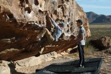 Bouldering in Hueco Tanks on 04/06/2019 with Blue Lizard Climbing and Yoga

Filename: SRM_20190406_0900150.jpg
Aperture: f/4.0
Shutter Speed: 1/640
Body: Canon EOS-1D Mark II
Lens: Canon EF 50mm f/1.8 II