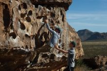 Bouldering in Hueco Tanks on 04/06/2019 with Blue Lizard Climbing and Yoga

Filename: SRM_20190406_0900180.jpg
Aperture: f/4.0
Shutter Speed: 1/1000
Body: Canon EOS-1D Mark II
Lens: Canon EF 50mm f/1.8 II