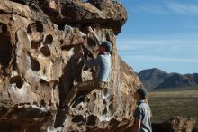 Bouldering in Hueco Tanks on 04/06/2019 with Blue Lizard Climbing and Yoga

Filename: SRM_20190406_0900260.jpg
Aperture: f/4.0
Shutter Speed: 1/800
Body: Canon EOS-1D Mark II
Lens: Canon EF 50mm f/1.8 II