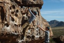 Bouldering in Hueco Tanks on 04/06/2019 with Blue Lizard Climbing and Yoga

Filename: SRM_20190406_0900550.jpg
Aperture: f/4.0
Shutter Speed: 1/800
Body: Canon EOS-1D Mark II
Lens: Canon EF 50mm f/1.8 II