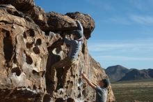 Bouldering in Hueco Tanks on 04/06/2019 with Blue Lizard Climbing and Yoga

Filename: SRM_20190406_0901020.jpg
Aperture: f/4.0
Shutter Speed: 1/800
Body: Canon EOS-1D Mark II
Lens: Canon EF 50mm f/1.8 II