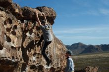 Bouldering in Hueco Tanks on 04/06/2019 with Blue Lizard Climbing and Yoga

Filename: SRM_20190406_0904290.jpg
Aperture: f/4.0
Shutter Speed: 1/800
Body: Canon EOS-1D Mark II
Lens: Canon EF 50mm f/1.8 II