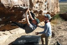 Bouldering in Hueco Tanks on 04/06/2019 with Blue Lizard Climbing and Yoga

Filename: SRM_20190406_0908300.jpg
Aperture: f/4.0
Shutter Speed: 1/400
Body: Canon EOS-1D Mark II
Lens: Canon EF 50mm f/1.8 II