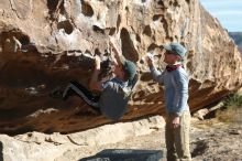 Bouldering in Hueco Tanks on 04/06/2019 with Blue Lizard Climbing and Yoga

Filename: SRM_20190406_0908410.jpg
Aperture: f/4.0
Shutter Speed: 1/400
Body: Canon EOS-1D Mark II
Lens: Canon EF 50mm f/1.8 II