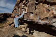 Bouldering in Hueco Tanks on 04/06/2019 with Blue Lizard Climbing and Yoga

Filename: SRM_20190406_0922111.jpg
Aperture: f/5.6
Shutter Speed: 1/640
Body: Canon EOS-1D Mark II
Lens: Canon EF 16-35mm f/2.8 L