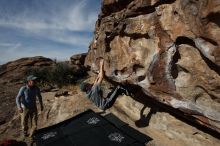 Bouldering in Hueco Tanks on 04/06/2019 with Blue Lizard Climbing and Yoga

Filename: SRM_20190406_0923320.jpg
Aperture: f/5.6
Shutter Speed: 1/640
Body: Canon EOS-1D Mark II
Lens: Canon EF 16-35mm f/2.8 L