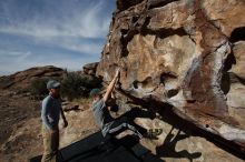 Bouldering in Hueco Tanks on 04/06/2019 with Blue Lizard Climbing and Yoga

Filename: SRM_20190406_0923360.jpg
Aperture: f/5.6
Shutter Speed: 1/640
Body: Canon EOS-1D Mark II
Lens: Canon EF 16-35mm f/2.8 L