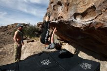 Bouldering in Hueco Tanks on 04/06/2019 with Blue Lizard Climbing and Yoga

Filename: SRM_20190406_0929411.jpg
Aperture: f/5.6
Shutter Speed: 1/400
Body: Canon EOS-1D Mark II
Lens: Canon EF 16-35mm f/2.8 L