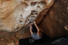 Bouldering in Hueco Tanks on 04/06/2019 with Blue Lizard Climbing and Yoga

Filename: SRM_20190406_1144480.jpg
Aperture: f/5.6
Shutter Speed: 1/200
Body: Canon EOS-1D Mark II
Lens: Canon EF 16-35mm f/2.8 L