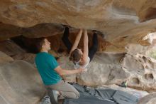 Bouldering in Hueco Tanks on 04/13/2019 with Blue Lizard Climbing and Yoga

Filename: SRM_20190413_1310390.jpg
Aperture: f/4.0
Shutter Speed: 1/250
Body: Canon EOS-1D Mark II
Lens: Canon EF 50mm f/1.8 II