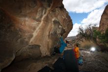 Bouldering in Hueco Tanks on 04/13/2019 with Blue Lizard Climbing and Yoga

Filename: SRM_20190413_1418100.jpg
Aperture: f/5.6
Shutter Speed: 1/250
Body: Canon EOS-1D Mark II
Lens: Canon EF 16-35mm f/2.8 L