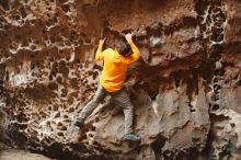 Bouldering in Hueco Tanks on 04/13/2019 with Blue Lizard Climbing and Yoga

Filename: SRM_20190413_1537400.jpg
Aperture: f/2.8
Shutter Speed: 1/200
Body: Canon EOS-1D Mark II
Lens: Canon EF 50mm f/1.8 II