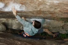 Bouldering in Hueco Tanks on 06/15/2019 with Blue Lizard Climbing and Yoga
Filename: SRM_20190615_1122030.jpg
Aperture: f/5.6
Shutter Speed: 1/100
Body: Canon EOS-1D Mark II
Lens: Canon EF 50mm f/1.8 II