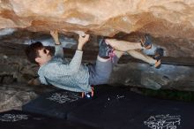Bouldering in Hueco Tanks on 06/15/2019 with Blue Lizard Climbing and Yoga
Filename: SRM_20190615_1134020.jpg
Aperture: f/4.0
Shutter Speed: 1/400
Body: Canon EOS-1D Mark II
Lens: Canon EF 50mm f/1.8 II