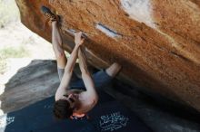 Bouldering in Hueco Tanks on 06/15/2019 with Blue Lizard Climbing and Yoga
Filename: SRM_20190615_1420410.jpg
Aperture: f/4.0
Shutter Speed: 1/160
Body: Canon EOS-1D Mark II
Lens: Canon EF 50mm f/1.8 II