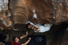Bouldering in Hueco Tanks on 10/28/2019 with Blue Lizard Climbing and Yoga
Filename: SRM_20191028_1304080.jpg
Aperture: f/3.2
Shutter Speed: 1/250
Body: Canon EOS-1D Mark II
Lens: Canon EF 50mm f/1.8 II