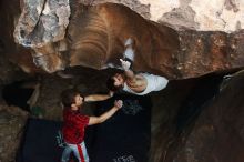 Bouldering in Hueco Tanks on 10/28/2019 with Blue Lizard Climbing and Yoga
Filename: SRM_20191028_1402330.jpg
Aperture: f/4.0
Shutter Speed: 1/250
Body: Canon EOS-1D Mark II
Lens: Canon EF 50mm f/1.8 II