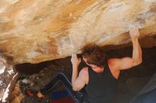 Bouldering in Hueco Tanks on 10/26/2019 with Blue Lizard Climbing and Yoga
Filename: SRM_20191026_1536100.jpg
Aperture: f/4.0
Shutter Speed: 1/200
Body: Canon EOS-1D Mark II
Lens: Canon EF 50mm f/1.8 II