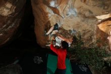 Bouldering in Hueco Tanks on 11/10/2019 with Blue Lizard Climbing and Yoga
Filename: SRM_20191110_1641370.jpg
Aperture: f/8.0
Shutter Speed: 1/250
Body: Canon EOS-1D Mark II
Lens: Canon EF 16-35mm f/2.8 L