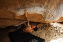 Bouldering in Hueco Tanks on 11/17/2019 with Blue Lizard Climbing and Yoga
Filename: SRM_20191117_1435090.jpg
Aperture: f/2.8
Shutter Speed: 1/320
Body: Canon EOS-1D Mark II
Lens: Canon EF 16-35mm f/2.8 L