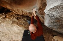 Bouldering in Hueco Tanks on 11/17/2019 with Blue Lizard Climbing and Yoga
Filename: SRM_20191117_1742020.jpg
Aperture: f/4.5
Shutter Speed: 1/250
Body: Canon EOS-1D Mark II
Lens: Canon EF 16-35mm f/2.8 L