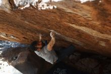 Bouldering in Hueco Tanks on 11/18/2019 with Blue Lizard Climbing and Yoga
Filename: SRM_20191118_1354150.jpg
Aperture: f/4.5
Shutter Speed: 1/250
Body: Canon EOS-1D Mark II
Lens: Canon EF 50mm f/1.8 II