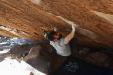 Bouldering in Hueco Tanks on 11/18/2019 with Blue Lizard Climbing and Yoga
Filename: SRM_20191118_1359410.jpg
Aperture: f/4.0
Shutter Speed: 1/250
Body: Canon EOS-1D Mark II
Lens: Canon EF 50mm f/1.8 II