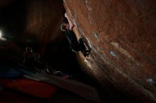 Bouldering in Hueco Tanks on 11/25/2019 with Blue Lizard Climbing and Yoga
Filename: SRM_20191125_1815000.jpg
Aperture: f/8.0
Shutter Speed: 1/250
Body: Canon EOS-1D Mark II
Lens: Canon EF 16-35mm f/2.8 L