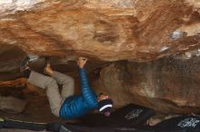 Bouldering in Hueco Tanks on 11/26/2019 with Blue Lizard Climbing and Yoga
Filename: SRM_20191126_1554241.jpg
Aperture: f/5.6
Shutter Speed: 1/250
Body: Canon EOS-1D Mark II
Lens: Canon EF 50mm f/1.8 II