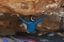 Bouldering in Hueco Tanks on 11/26/2019 with Blue Lizard Climbing and Yoga
Filename: SRM_20191126_1554271.jpg
Aperture: f/5.0
Shutter Speed: 1/250
Body: Canon EOS-1D Mark II
Lens: Canon EF 50mm f/1.8 II