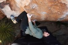Bouldering in Hueco Tanks on 11/30/2019 with Blue Lizard Climbing and Yoga

Filename: SRM_20191130_1327150.jpg
Aperture: f/6.3
Shutter Speed: 1/250
Body: Canon EOS-1D Mark II
Lens: Canon EF 16-35mm f/2.8 L