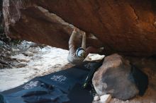 Bouldering in Hueco Tanks on 11/30/2019 with Blue Lizard Climbing and Yoga
Filename: SRM_20191130_1808240.jpg
Aperture: f/2.0
Shutter Speed: 1/250
Body: Canon EOS-1D Mark II
Lens: Canon EF 50mm f/1.8 II