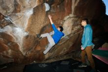 Bouldering in Hueco Tanks on 12/15/2019 with Blue Lizard Climbing and Yoga
Filename: SRM_20191215_1107500.jpg
Aperture: f/8.0
Shutter Speed: 1/250
Body: Canon EOS-1D Mark II
Lens: Canon EF 16-35mm f/2.8 L