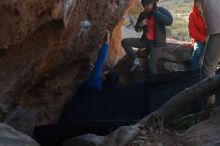 Bouldering in Hueco Tanks on 12/15/2019 with Blue Lizard Climbing and Yoga
Filename: SRM_20191215_1638380.jpg
Aperture: f/4.0
Shutter Speed: 1/250
Body: Canon EOS-1D Mark II
Lens: Canon EF 50mm f/1.8 II