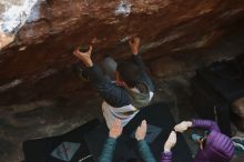 Bouldering in Hueco Tanks on 12/16/2019 with Blue Lizard Climbing and Yoga
Filename: SRM_20191216_1150340.jpg
Aperture: f/3.2
Shutter Speed: 1/250
Body: Canon EOS-1D Mark II
Lens: Canon EF 50mm f/1.8 II