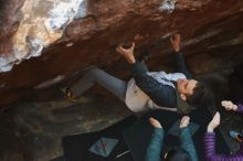 Bouldering in Hueco Tanks on 12/16/2019 with Blue Lizard Climbing and Yoga
Filename: SRM_20191216_1150380.jpg
Aperture: f/3.2
Shutter Speed: 1/250
Body: Canon EOS-1D Mark II
Lens: Canon EF 50mm f/1.8 II