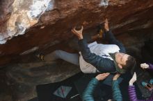 Bouldering in Hueco Tanks on 12/16/2019 with Blue Lizard Climbing and Yoga
Filename: SRM_20191216_1150460.jpg
Aperture: f/3.2
Shutter Speed: 1/250
Body: Canon EOS-1D Mark II
Lens: Canon EF 50mm f/1.8 II