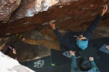 Bouldering in Hueco Tanks on 12/16/2019 with Blue Lizard Climbing and Yoga
Filename: SRM_20191216_1153160.jpg
Aperture: f/3.2
Shutter Speed: 1/250
Body: Canon EOS-1D Mark II
Lens: Canon EF 50mm f/1.8 II