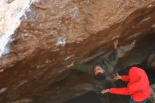 Bouldering in Hueco Tanks on 12/16/2019 with Blue Lizard Climbing and Yoga
Filename: SRM_20191216_1203070.jpg
Aperture: f/3.2
Shutter Speed: 1/250
Body: Canon EOS-1D Mark II
Lens: Canon EF 50mm f/1.8 II