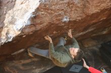 Bouldering in Hueco Tanks on 12/16/2019 with Blue Lizard Climbing and Yoga
Filename: SRM_20191216_1203290.jpg
Aperture: f/3.2
Shutter Speed: 1/250
Body: Canon EOS-1D Mark II
Lens: Canon EF 50mm f/1.8 II